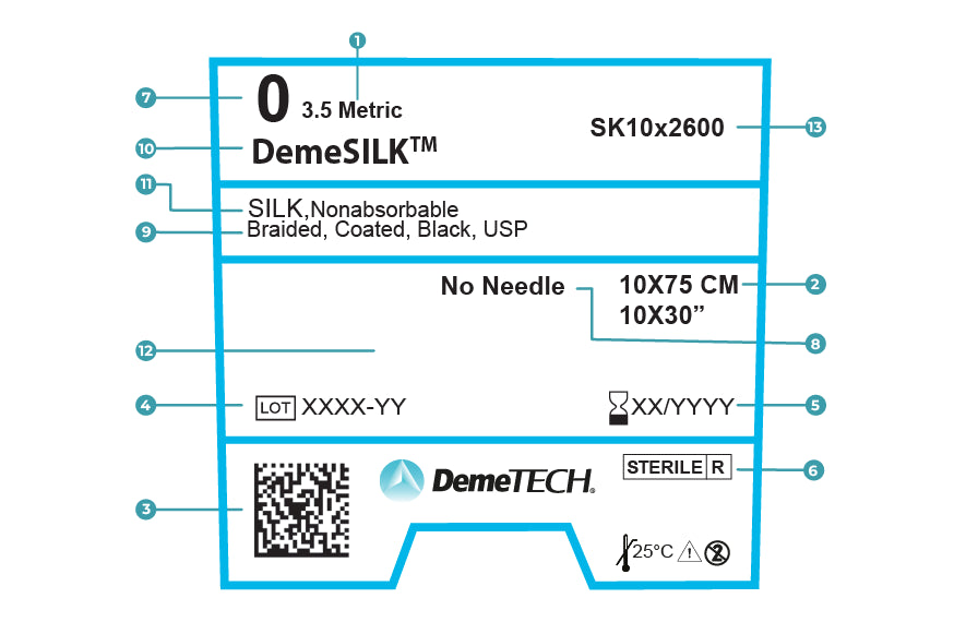 DemeSILK, Silk Suture, Synthetic Non-absorbable, DFS-2, 19mm, 3/8 Circ ...