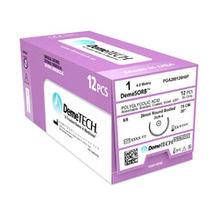 DemeSORB, Polyglycolic Acid Suture, Synthetic Absorbable, DUR-6, 26mm, 5/8 Circle, Round Bodied Needle, Violet, USP Size 1, 30 inches, (75cm)